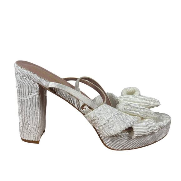 Lulus Platform Heel Women Size 8.5 Lilsa White Bow Platform Ankle Strap Bride - Picture 1 of 9